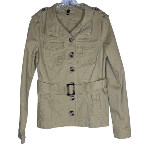 H&M Jackets & Blazers - H&M Tan Belted Cargo Pocket Utility Jacket Size 14